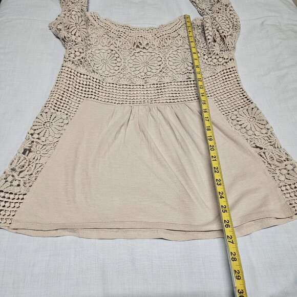 Sundance Boho Crochet Top Blouse Women Size S Gray Cotton - Picture 7 of 11
